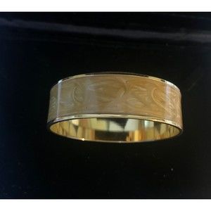 Vintage Monet Bangle Bracelet -Gold-Toned 3/4" wide, swirly design